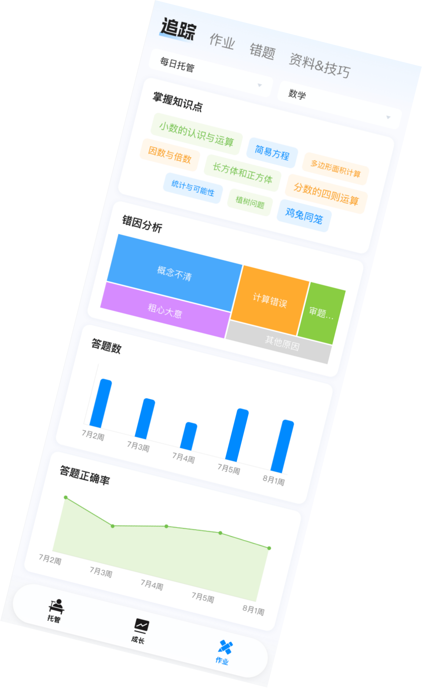 邦托管理学情追踪功能界面截图 - 知识点掌握热力图、错因分析、个性讲义、专项巩固全维追踪